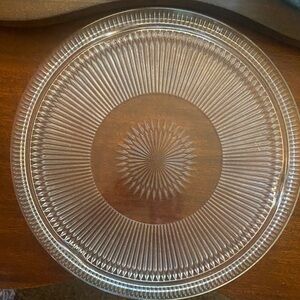 Clear Jeanette Glass Cake Plate anniversary Design. 1947-1975